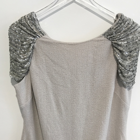 ✨sold✨ badgley mischka • gray silver beaded dress - Picture 5 of 8